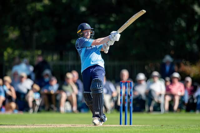 Harry Duke cracks another boundary en route to an unbeaten 93 in the win over Surrey. Picture by Allan McKenzie/SWpix.com
