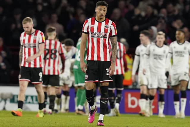 SETBACK: A dejected Daniel Jebbison as Sheffield United were beaten at home by Middlesbrough