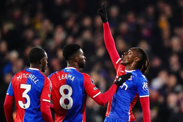Crystal Palace's Eberechi Eze (right) celebrates with team-mates after scoring their side's second goal against Sheffield United (Picture: John Walton/PA)