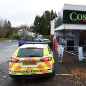 The scene of an ATM theft in Irvinestown, Co Fermanagh. Photo: Pacemaker