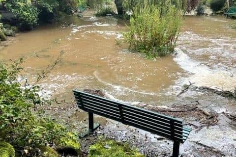 Flooding in Scarborough's Peasholm Park.