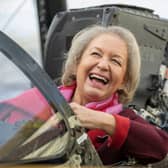 Doncaster Central MP Dame Rosie Winterton MP sat in the cockpit after unveiling  a former RAF Hawk trainer aircraft at the South Yorkshire Aircraft Museum.