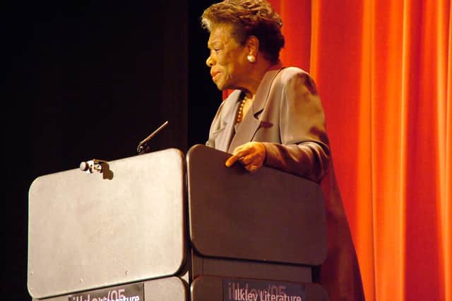 Maya Angelou at the King's Hall in 2005. Photo: Ilkley Literature Festival