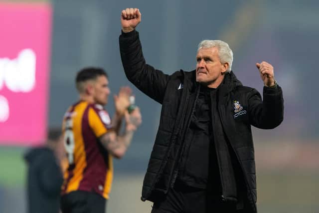CONTENDERS: Bradford City manager Mark Hughes and (background) Andy Cook
