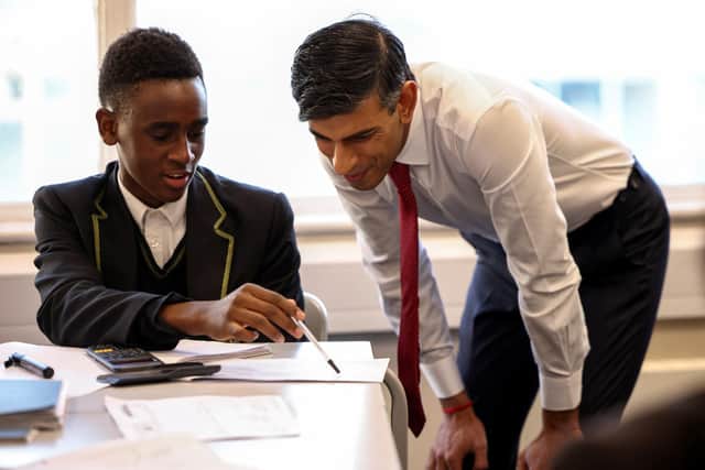 Prime Minister Rishi Sunak during a visit to Harris Academy at Battersea, south-west London. Picture date: Friday January 6, 2023.