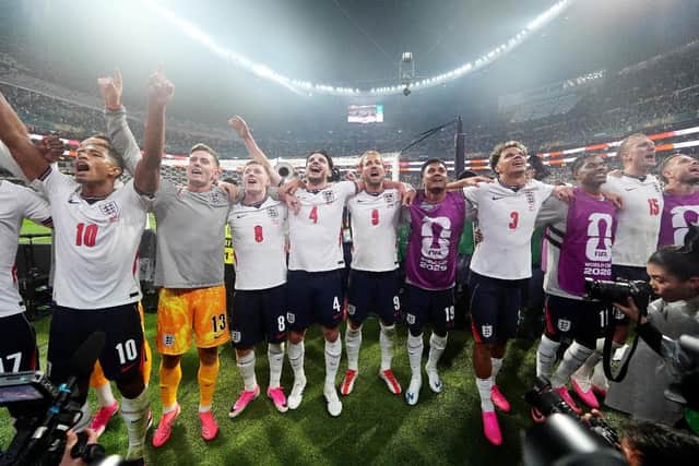 WONDERWALL: England's players celebrate with fans after beating co-hosts Mexico 3-2 at the Mexico City Stadium. Picture: Nick Potts/PA.