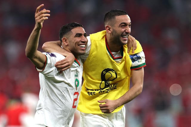 The 24-year-old, left, has one assist for Morocco as he helped them reach the last eight. Has also averaged an impressive 4.3 tackles per game. He scored the winning penalty in the last 16 victory over Spain.