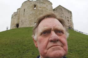 Sir Bernard Ingham in York, where he gave evidence to the controversial Coppergate Inquiry which is examining plans to develop a site at the heart of the historic city in the Clifford's Tower area in 2002