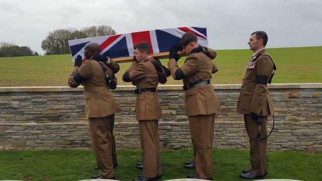 Warrant Officer Class 2 Sean O'Sullivan led the bearer party from 5th Battalion The Rifles as Private Greaves was carried to his grave