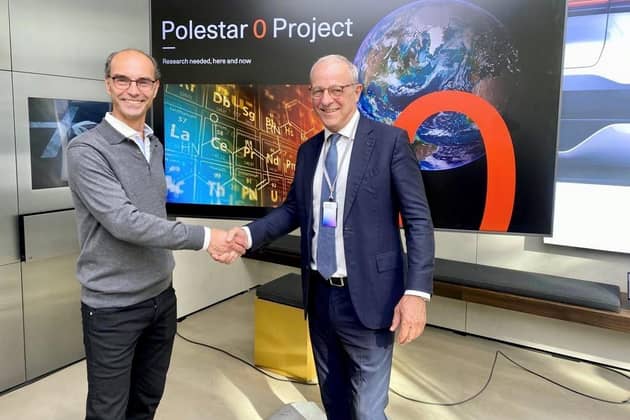 Hans Pehrson of the Polestar 0 Project and Paul Atherley, Pensana chairman.