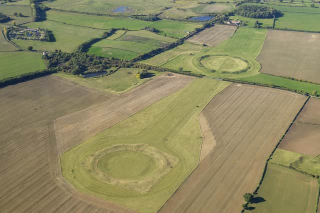 Photo issued by Historic England of the Thornborough Henges complex near Ripon, part of a Neolithic complex in North Yorkshire described as "the Stonehenge of the North" which been gifted to nation and opened-up to the public. The henges will join Stonehenge, Iron Bridge, Dover Castle, Kenwood and numerous Roman sites on Hadrian's Wall within the National Heritage Collection. Issue date: Friday February 3, 2023.