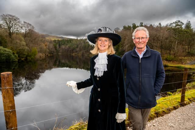 The High Sheriff of North Yorkshire, Clare Granger, who officially opened the new lake embankment with Philip Farrer, from the Ingleborough Estate. (Pic credit: James Hardisty)