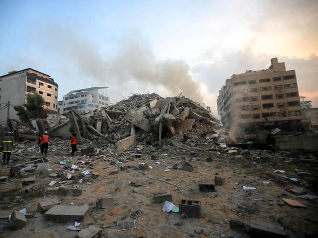 A view of destroyed buildings after Israeli airstrikes in Gaza. PIC: MOHAMMED ZAANOUN/Middle East Images/AFP via Getty Images
