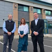 Knight Frank’s Harry Orwin-Allen joins Sheffmed managing director Sonia Hobson and Wake Smith Solicitors’ Ben Spencer at Salisbury House at Centurion Business Park in Rotherham.