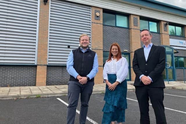 Knight Frank’s Harry Orwin-Allen joins Sheffmed managing director Sonia Hobson and Wake Smith Solicitors’ Ben Spencer at Salisbury House at Centurion Business Park in Rotherham.