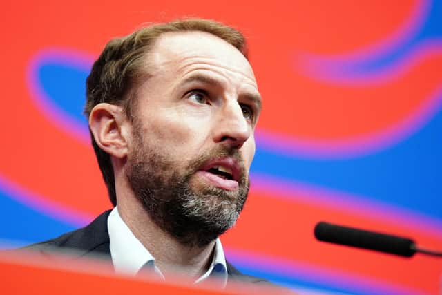 CHOICES: England manager Gareth Southgate explains his squad at Wembley Stadium on Wedesday