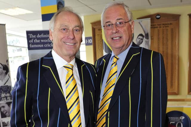 Suits you, sirs. Colin Graves, left, and Robin Smith, pictured at Yorkshire's 150th anniversary members' lunch at Headingley in 2013, are among a group of prominent Yorkshire members concerned at the club's direction of travel. Picture by Simon Wilkinson/SWpix.com