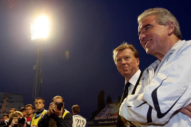 File photo dated 11-10-2006 of England manager Steve McClaren and assistant coach Terry Venables. Former England, Barcelona and Tottenham manager Terry Venables has died at the age of 80. Owen Humphreys/PA Wire.