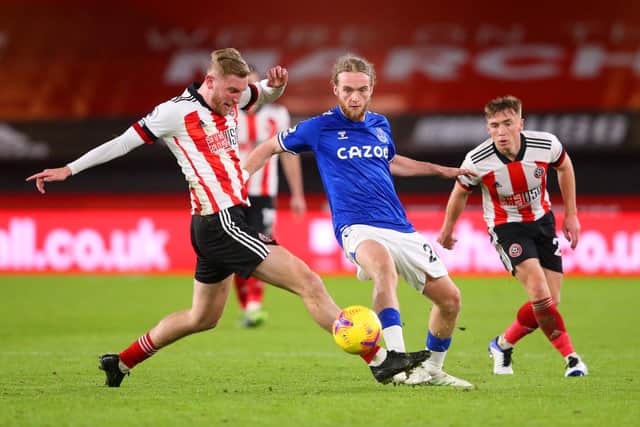 Sheffield United are reportedly close to agreeing a deal to sign former Everton midfielder Tom Davies. Image: Alex Livesey/Getty Images