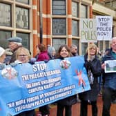 Protesters against broadband pole installations gathered outside East Riding of Yorkshire Council's County Hall offices