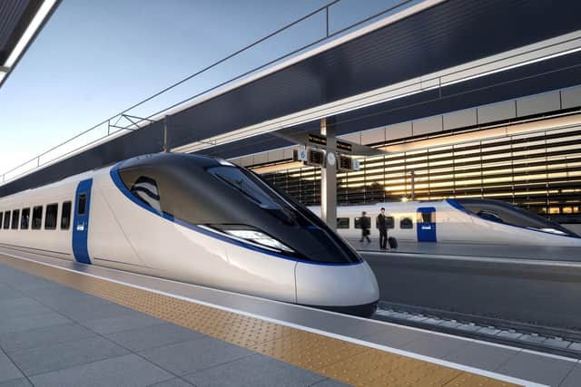 An early representation of what the new HS2 trains could look like. PIC: HS2/PA Wire