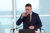 Wes Streeting speaking about progressive capitalism at No1 Tower Place West, in central London.