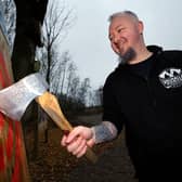 European Axe Throwing Champion, Carl Howe, officially opened the new activity area by throwing an axe to cut the opening ribbon.