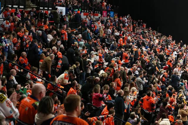 RAMMED: Sheffield Arena was sold out with a crowd of 9,368 for Saturday night's 4-2 defeat for Sheffield Steelers against Elite League title rivals Guildford Flames. Picture courtesy of Dean Woolley/Steelers Media/EIHL.
