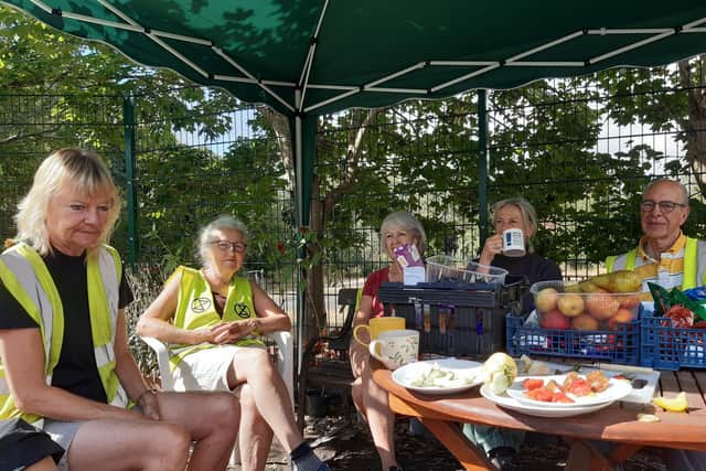 Food Works Sheffield volunteers at Norton Nurseries in Graves Park taking a tea break. Picture: Julia Armstrong, LDRS