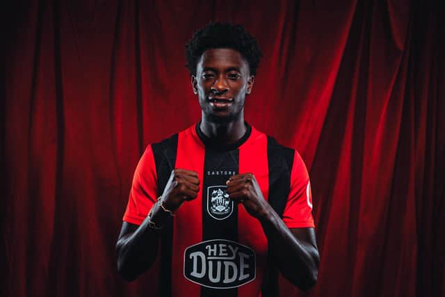 Huddersfield Town's Derensili Sanches Fernandes, who scored a brace on his League One debut against AFC Wimbledon. Picture courtesy of HTAFC.