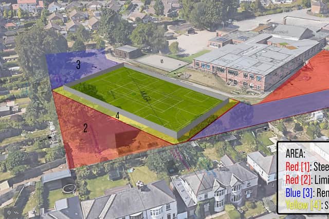 The proposed new MUGA's position on the school's grounds.