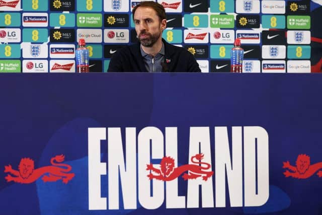IN THE SPOTLIGHT: England manager Gareth Southgate holds a press conference at St George's Park after revealing the England squad for the 2022 World Cup in Qatar