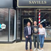 Left to right: Cllr Ben Miskell (Sheffield City Council), Joth Davies (Savills Barbers) and Annabel Stonehouse-Davies (Savills Barbers).
