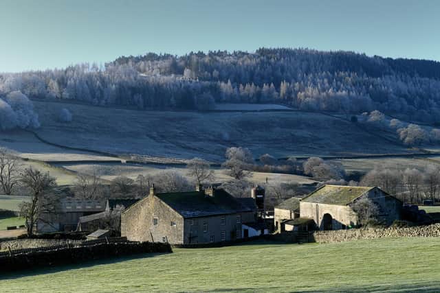 Appletreewick pictured in the recent sub zero temperatures by Simon Hulme.