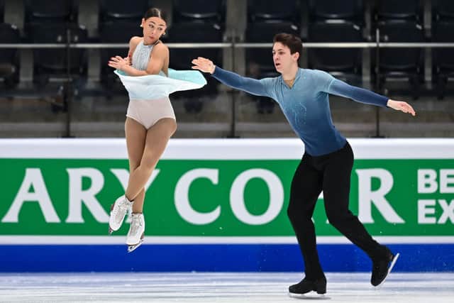 Britain's Anastasia Vaipan-Law and Luke Digby, right, of Sheffield perform during the pairs's short program of the European Figure Skating Championship 2022 on January 12, 2022 in Tallinn. (Picture: DANIEL MIHAILESCU/AFP via Getty Images)