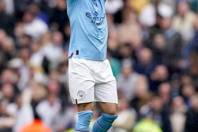Manchester City’s Ilkay Gundogan celebrates after scoring their sides first goal during the Premier League match at the Etihad Stadium (Picture: PA)