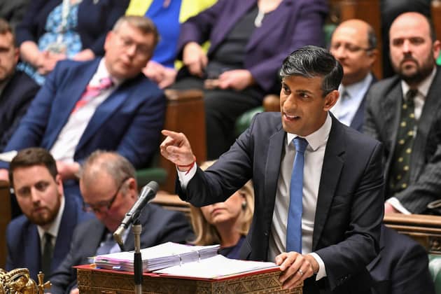 Rishi Sunak speaking during Prime Minister's Questions (PMQs) in the House of Commons.