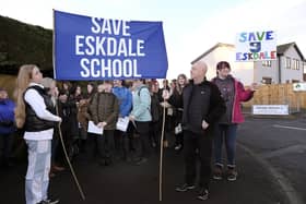 Protesters against the proposed closure of Eskdale School in Whitby last year. PIC: Richard Ponter