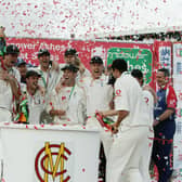 England celebrate regaining the Ashes at the Oval in 2005. Photo by Tom Shaw/Getty Images.