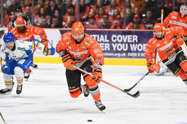 BREAKOUT: Scott Allen leads the charge against Fife Flyers for Sheffield Steelers on Sunday night at the Utilita Arena. Picture: Dean Woolley/Steelers Media