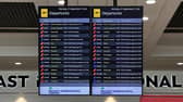 A departures board at Belfast International Airport, Co Antrim, on Monday, following disruption to flights due to a "technical issue" at an air traffic control centre in Scotland, National Air Traffic Services (Nats) have said