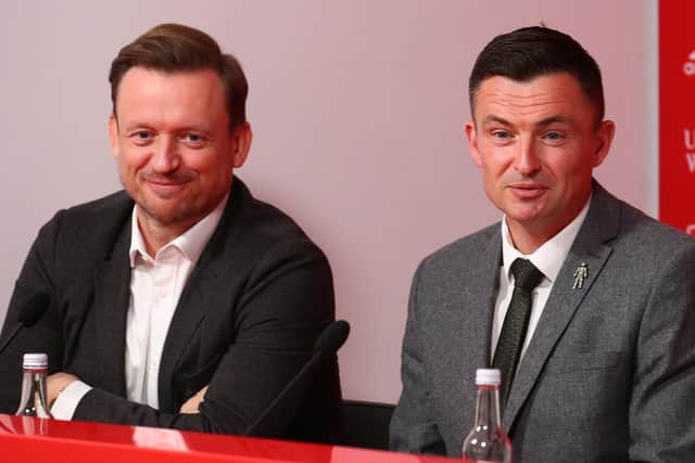 CHANGING TIMES: Sheffield United chief executive Stephen Bettis (pictured with manager Paul Heckingbottom, right) has noticed the gulf to the established Premier League clubs widening