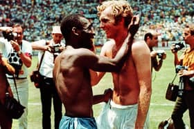 Bobby Moore and Pele exchange shirts after a the 1970 World Cup game between Brazil and England. Picture by John Varley/©Varley Picture Agency.