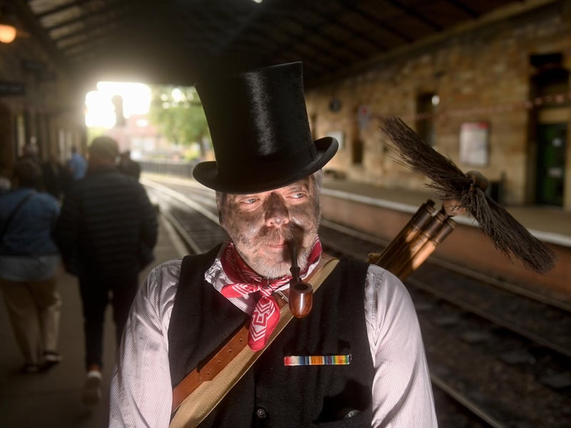 Alistair Gordon Gilbert dressed as a Chimney Sweep pictured at the event at Pickering.