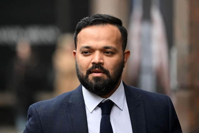 Former cricketer Azeem Rafiq arrives to attend a Cricket Discipline Commission hearing, relating to allegations of racism at Yorkshire County Cricket Club, in London on March 2, 2023 (Picture: JUSTIN TALLIS/AFP via Getty Images)