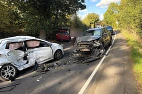 Damage caused by a crash on Leven Bank Road on the afternoon of Monday, September 28. Picture: Yvonne Wallace.