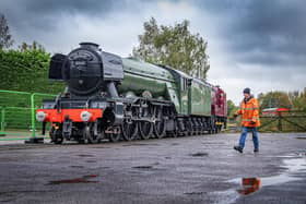 The iconic steamtrain The Flying Scotsman shunted into the National Railway Museum photographed for The Yorkshire Post by Tony Johnson.