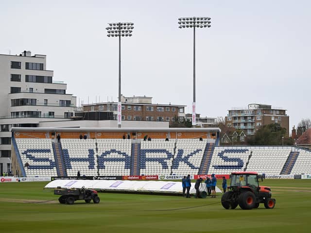 Rain had the final word at Hove. Photo by Mike Hewitt/Getty Images.