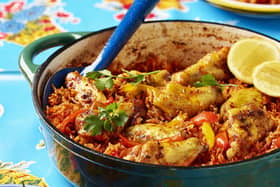 Chicken traybake from What To Cook When Everyone's Hungry by Shelina Permalloo (Ebury Press, £25). Picture credit: Danielle Wood/PA