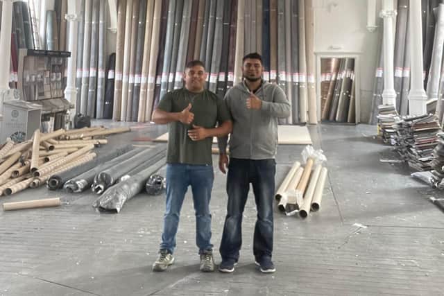 Furkan (l) and Urfan (r) are excited to reopen Mike's Carpets in Leeds